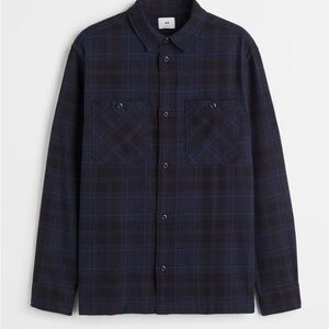 H&M Men's Blue and Black Plaid Shirt
